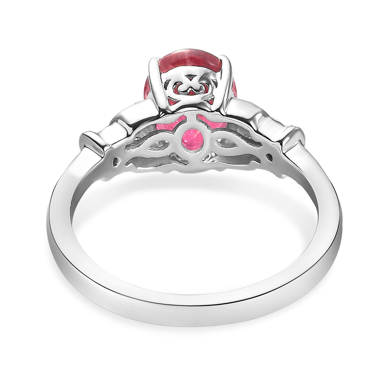 RHAPSODY 950 Platinum AAAA Rubellite and Diamond (VS-E-F) Ring 2.05 Ct, Platinum Wt. 5.60 Gms