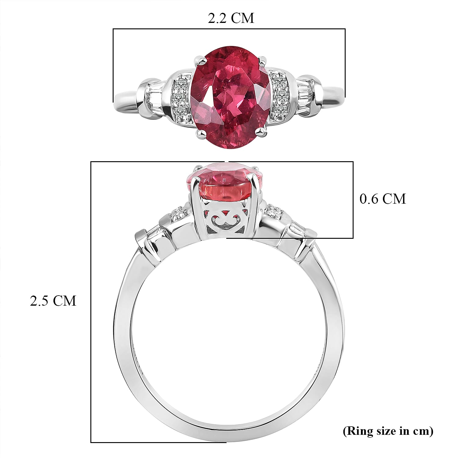 RHAPSODY 950 Platinum AAAA Rubellite and Diamond (VS-E-F) Ring 2.05 Ct, Platinum Wt. 5.60 Gms