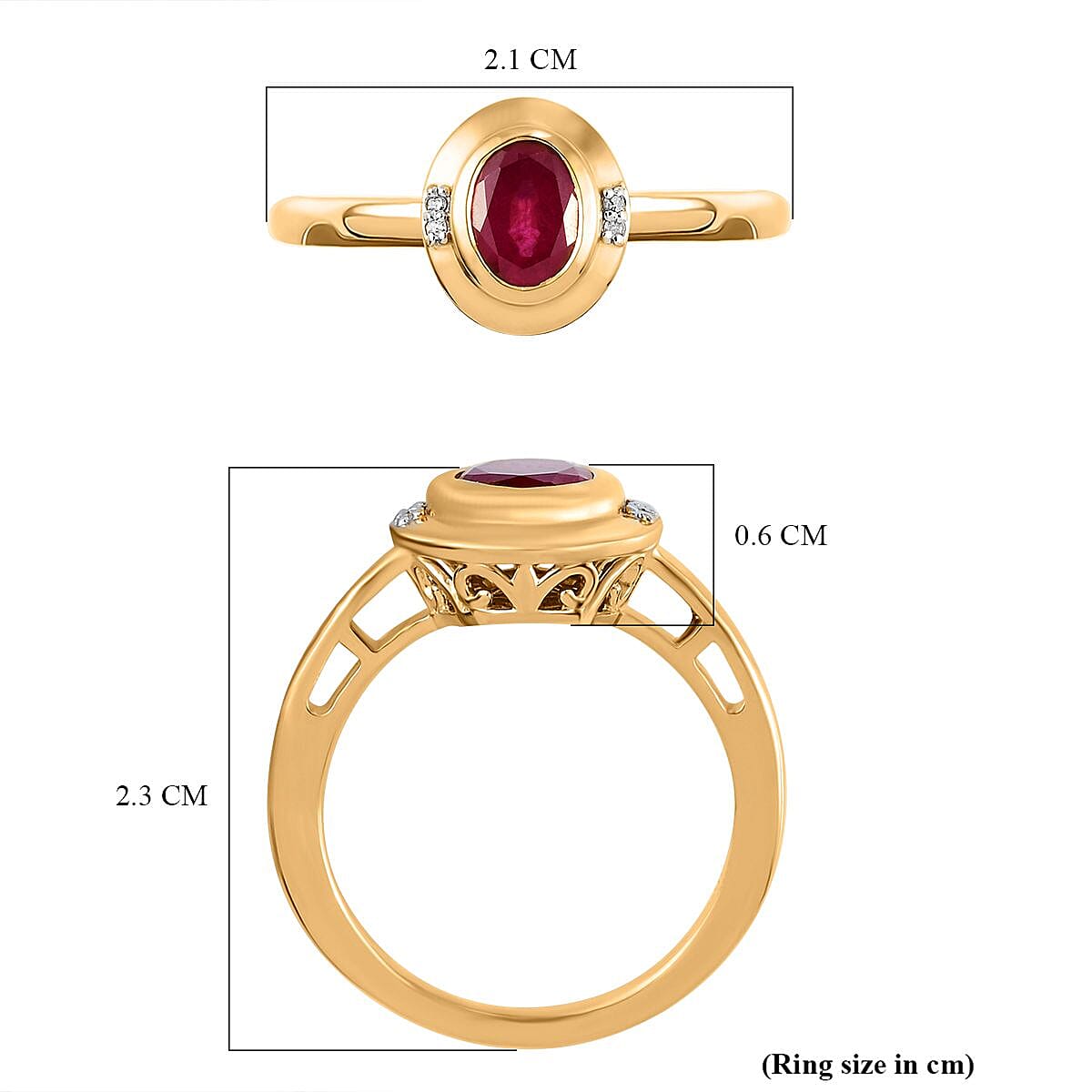 Pink Ruby (FF) Diamond Ring in 18K Yellow Gold Vermeil Plated  Sterling Silver 1.95 Ct.
