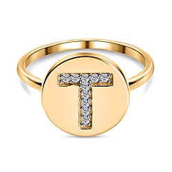 White Diamond Initial Ring in Sterling Silver