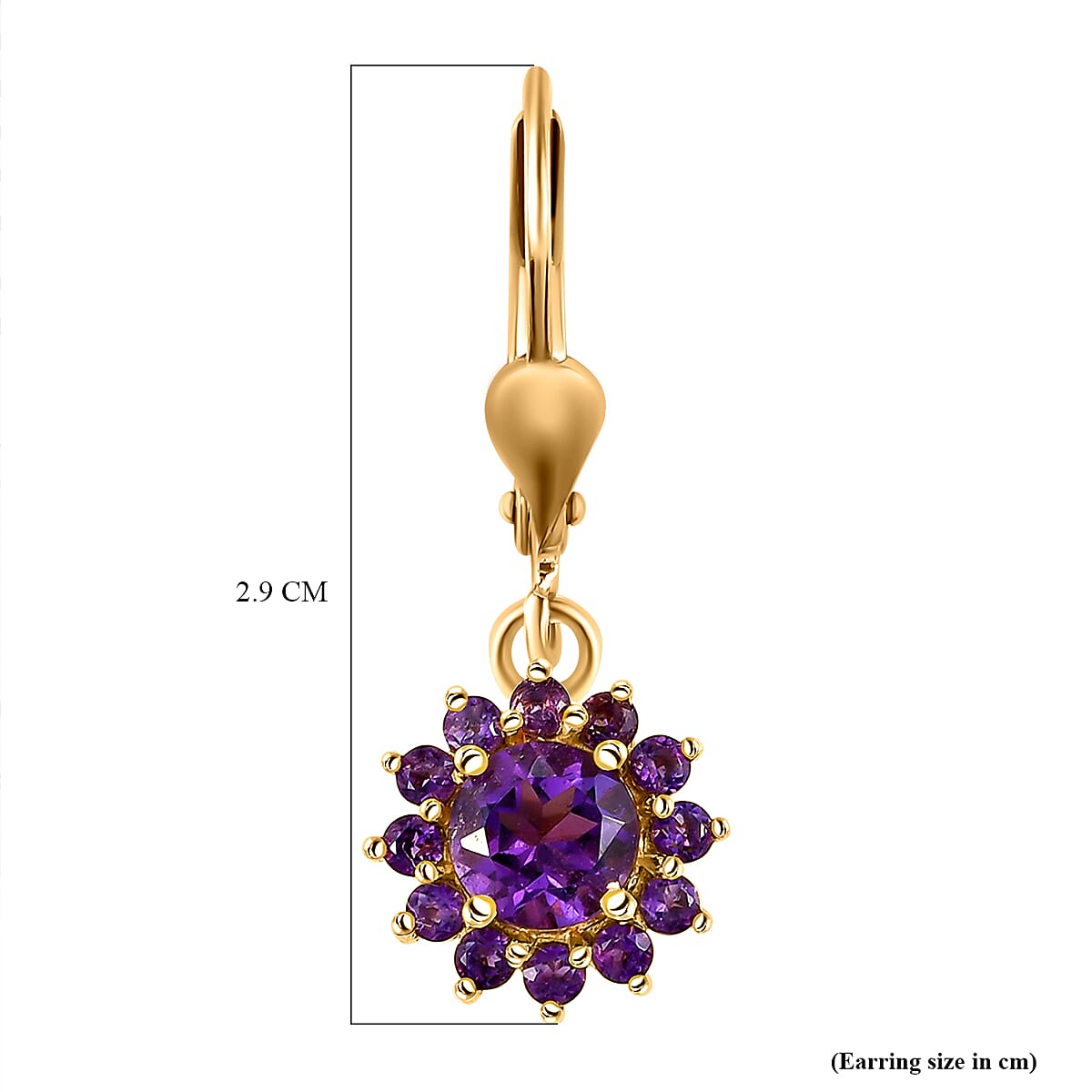 Amethyst Hoop Earrings ( With Lever Back)  in 14K Gold Overlay Sterling Silver 2.28 Ct.