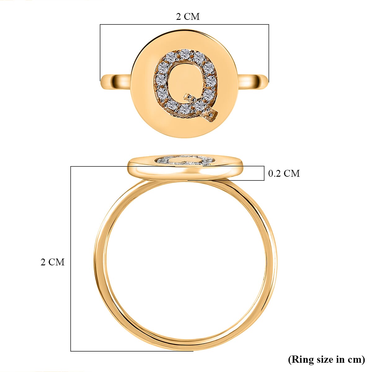 White Diamond Initial Ring in Sterling Silver