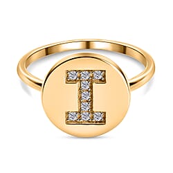 White Diamond Initial Ring in Sterling Silver