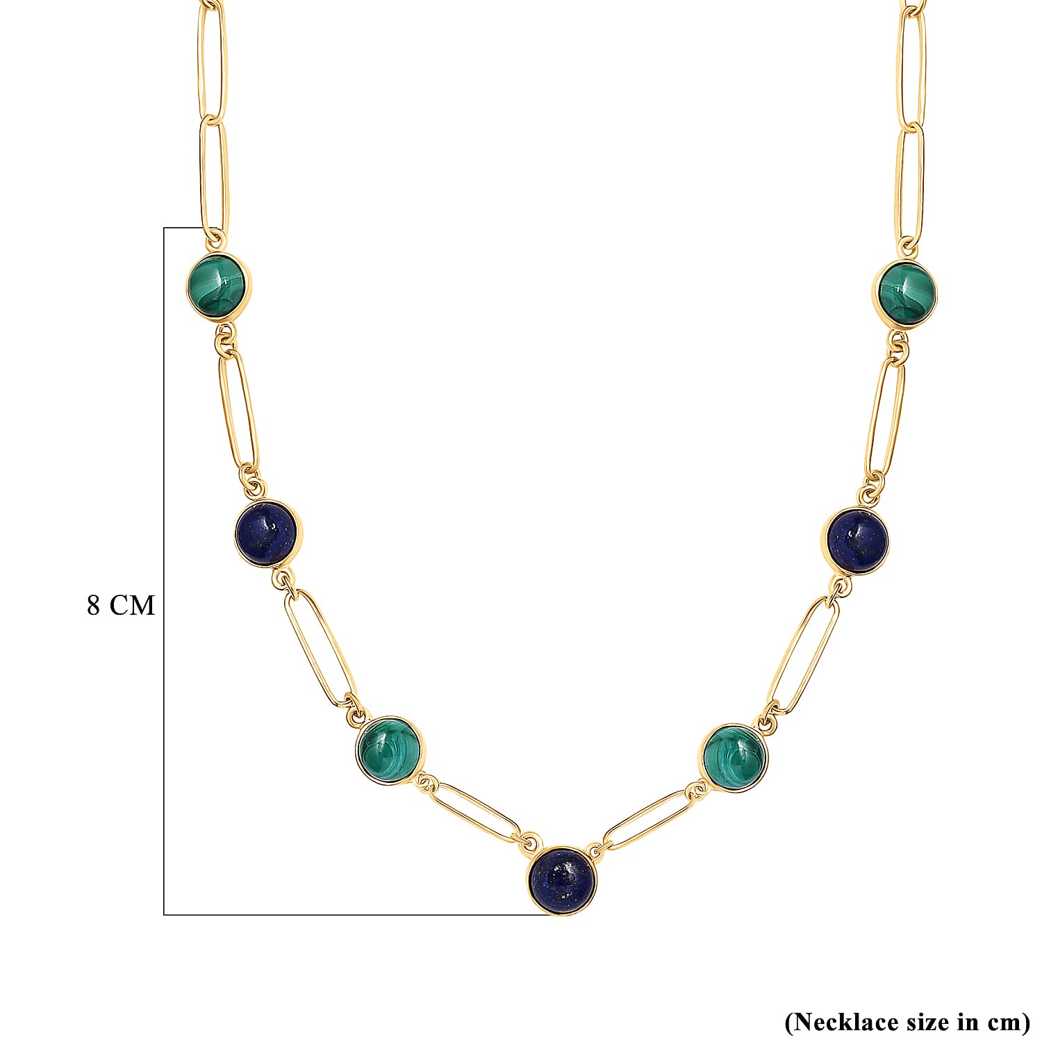 Lapis Lazuli and Malachite Necklace (Size - 18) in 14K Gold Overlay Sterling Silver 12.87 Ct, Silver wt. 7.00 Gms