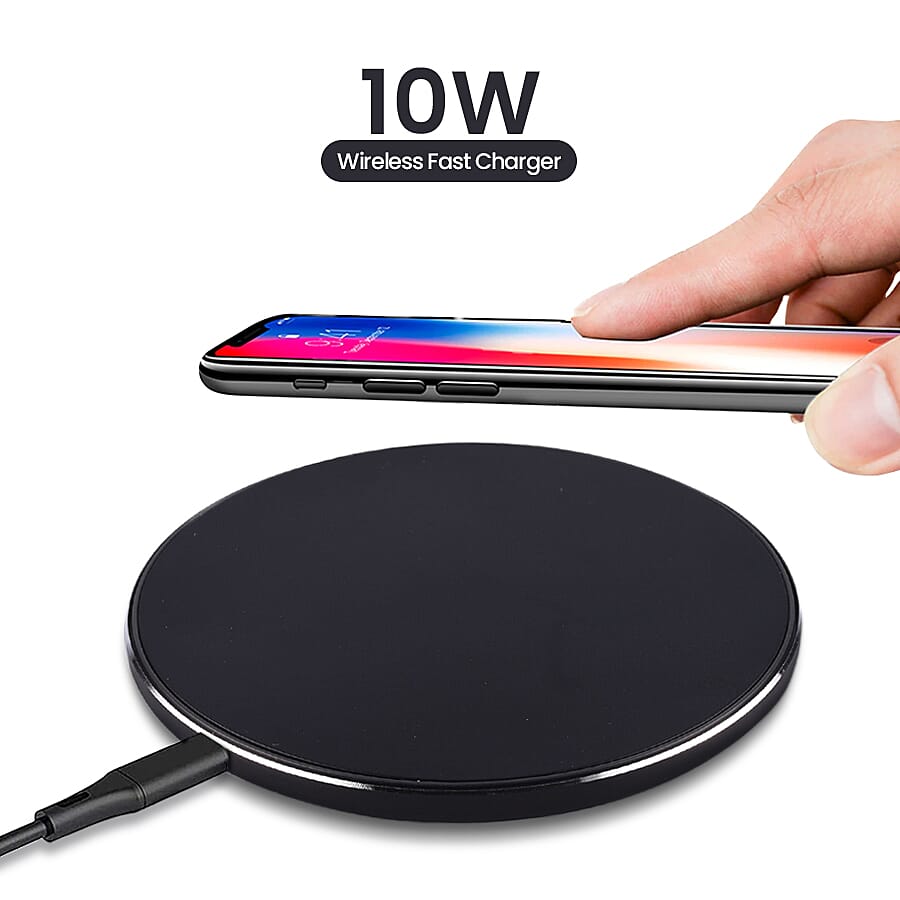 10W Wireless Fast Charger with LED Indicator - Black
