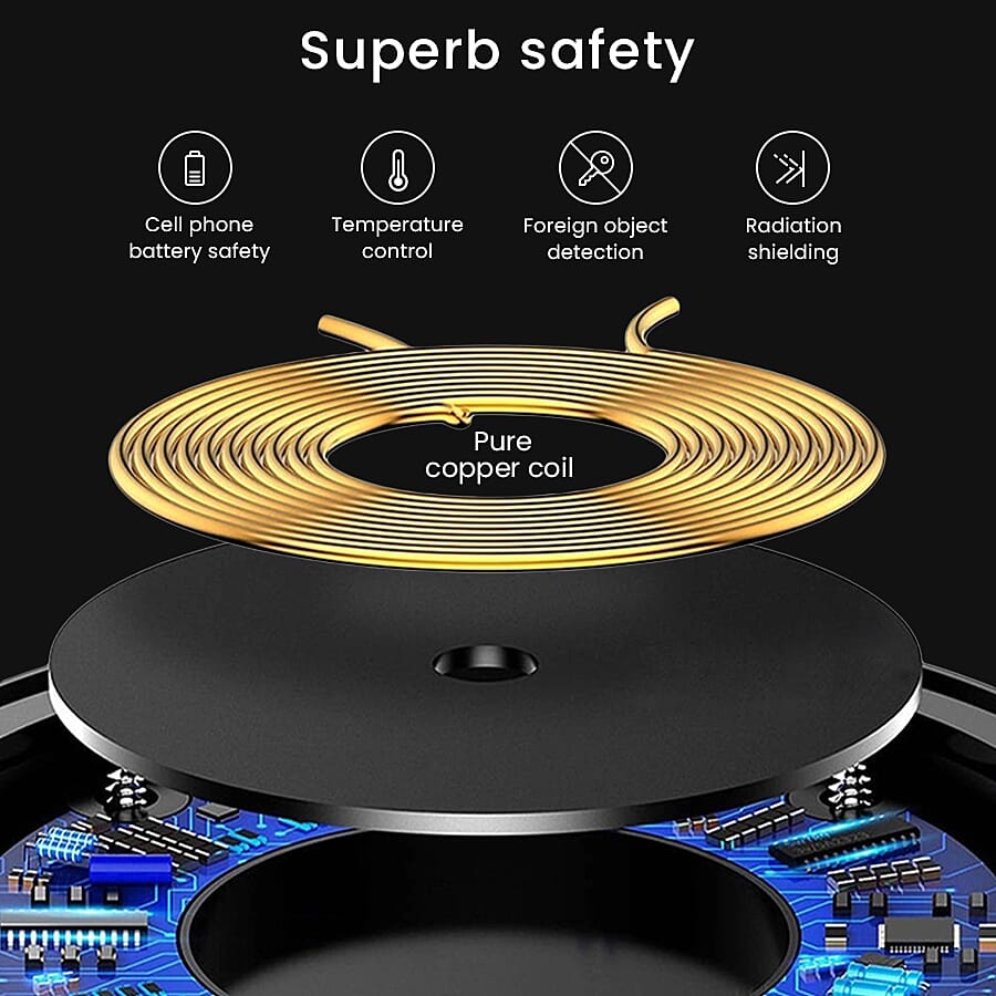 10W Wireless Fast Charger with LED Indicator - Black