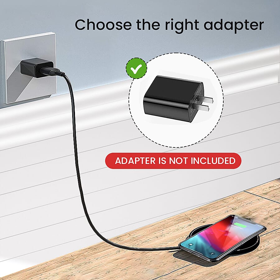 10W Wireless Fast Charger with LED Indicator - Black