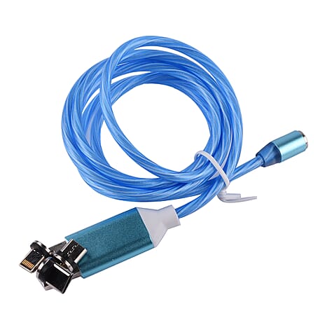 LED 3 in 1 Magnetic Charging Cable with 3 Connectors - Blue