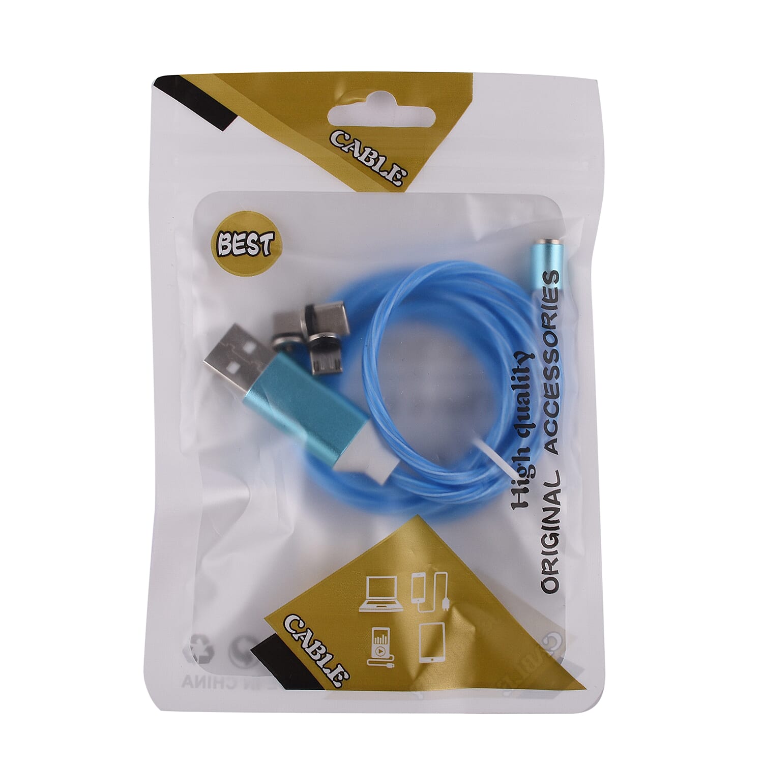 3 in 1 Magnetic Charging Cable with 3 Connectors For Phone and iPad-Blue