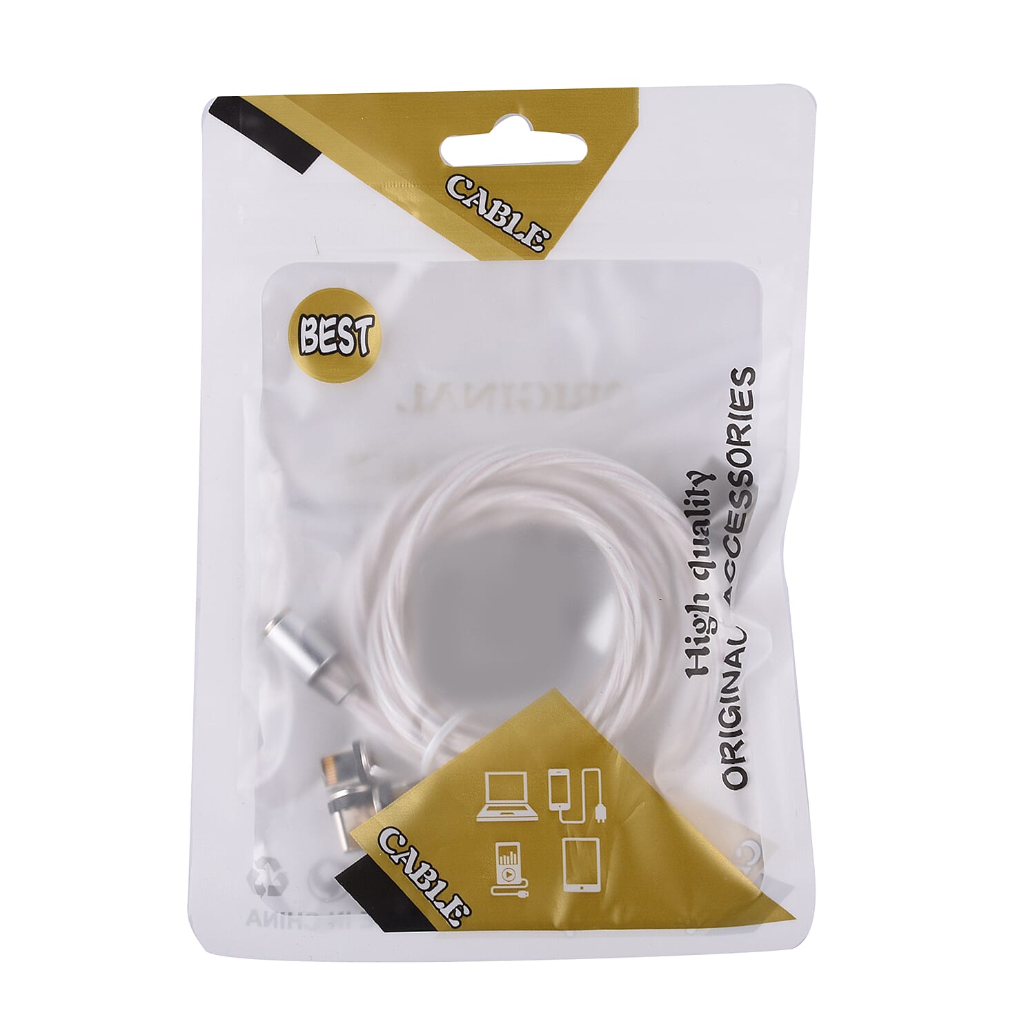 LED 3 in 1 Magnetic Charging Cable with 3 Connectors - White