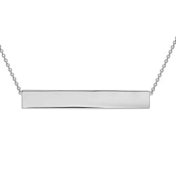 9K White Gold 35mm x 5mm Horizontal Bar Adjustable Necklace 16 Inch to 17 Inch