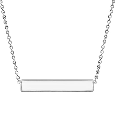 Sterling Silver 32mm x 5mm Horizontal Bar Necklace 17 Inch Sterling Silver 32mm x 5mm Horizontal Bar Necklace 17 Inch
