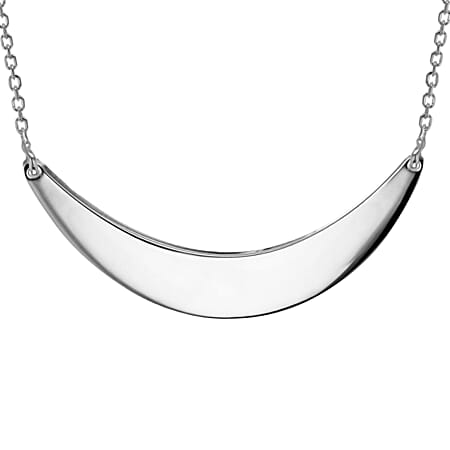 Sterling Silver 40mm x 7mm Crescent Bar Necklace 17 Inch Sterling Silver 40mm x 7mm Crescent Bar Necklace 17 Inch