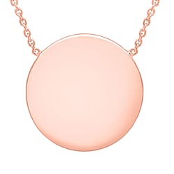 Sterling Silver Rose Gold Plated 15mm Disc Pendant Adjustable Necklace 16 Inch to 17 Inch