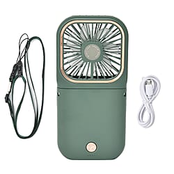 Multifunctional USB Rechargeable Mini Fan (Size 16x8x1 cm) - Green