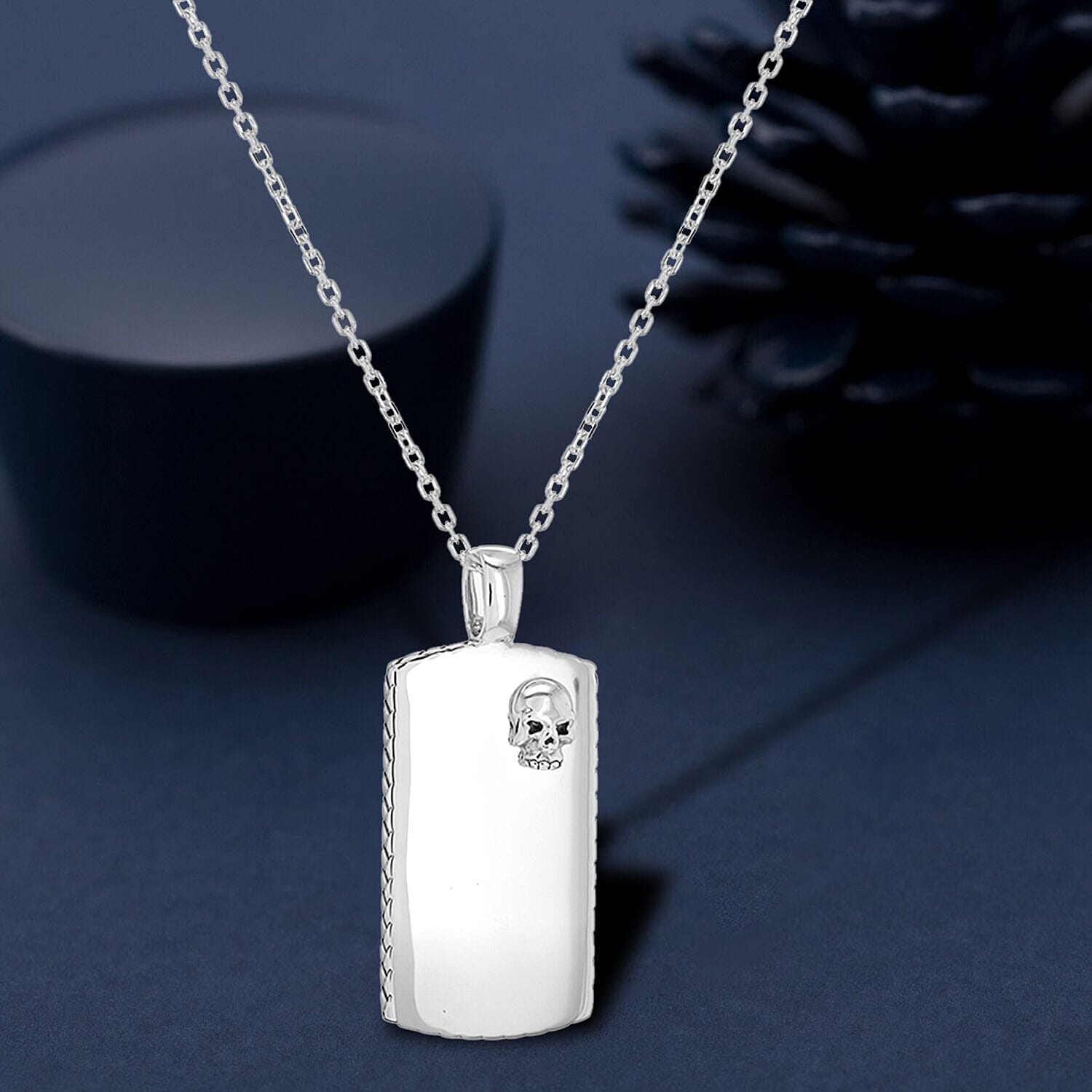 Rhodium Overlay Sterling Silver NecklaceE (Size - 16),  Silver Wt. 16.2 Gms