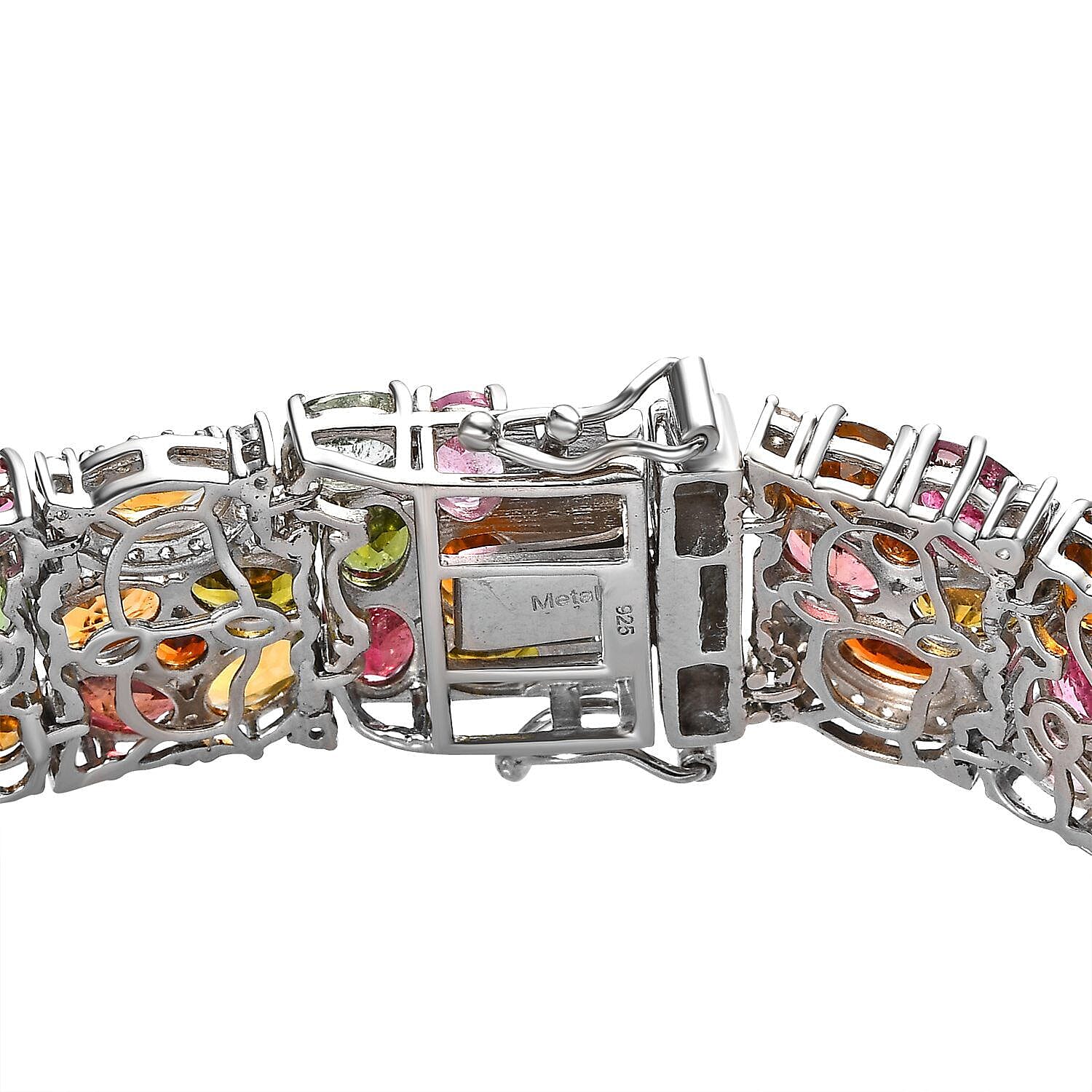 Designer Multi-Tourmaline and Natural Zircon Bracelet (Size - 7.5) in Sterling Silver 47.14 Ct, Silver Wt 29.98 GM