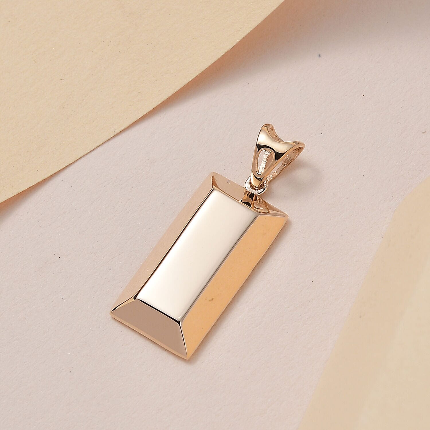 18K Yellow Gold Ingot Bar Pendant