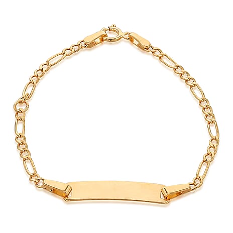 9K Yellow Gold Figaro ID Bracelet, Gold Wt. 0.95 Gms