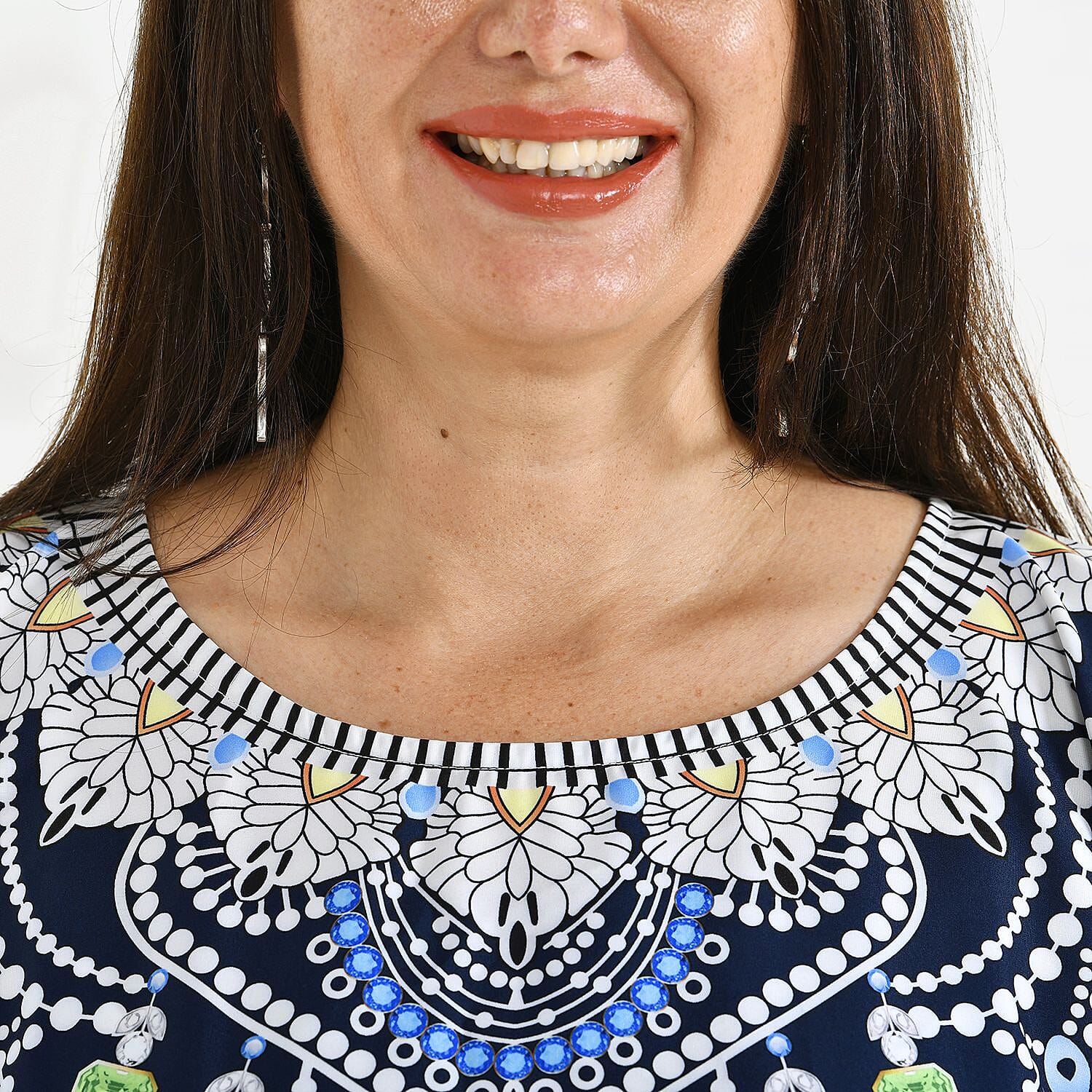 Close Out Summer Print Kaftan Dress (One Size up to 18) - Navy Blue