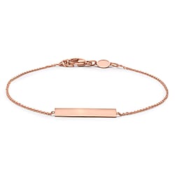 9K Rose Gold 3mm x 20mm Horizontal Bar Adjustable Bracelet 7 Inch to 7.5 Inch