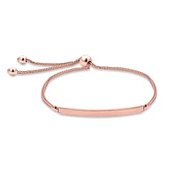 9K Rose Gold 3mm x 34.5mm Spiga Chain Adjustable Slider ID Bracelet 9.5 Inch