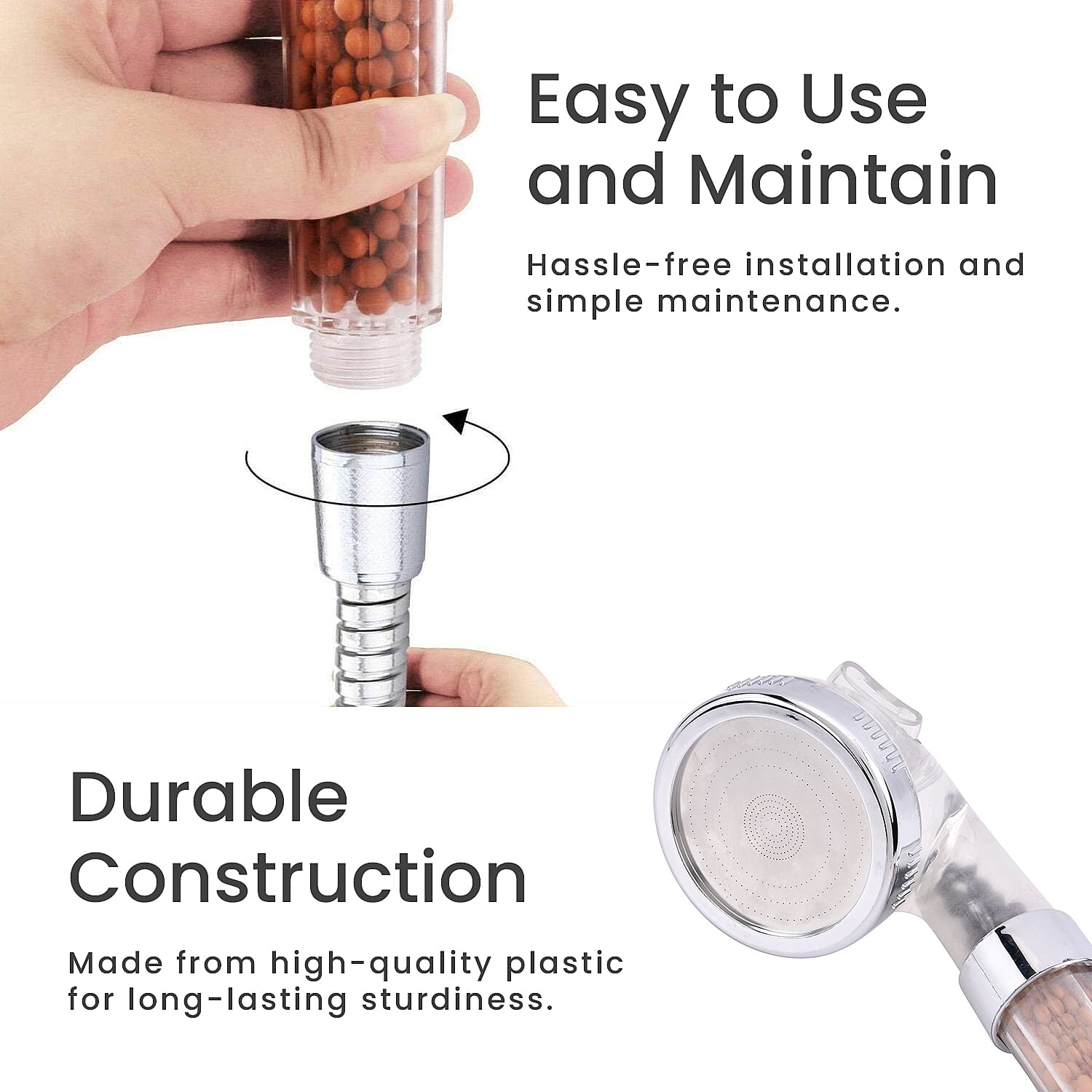 Ionic Shower For Bathroom with 3 Different Modes (Rainfall, Jetting - Massage)