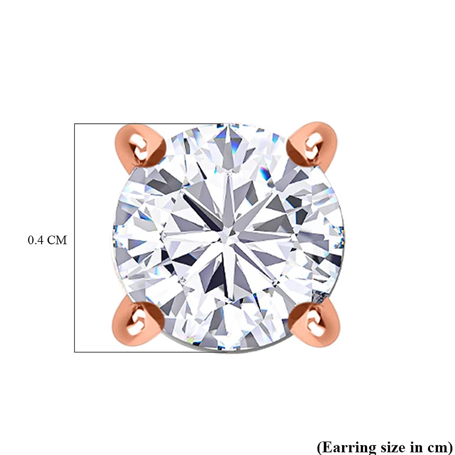 Biggest Deal of The Day - Moissanite Solitaire Stud Earrings with Push Back in 18K Vermeil Rose Gold Plated Sterling Silver