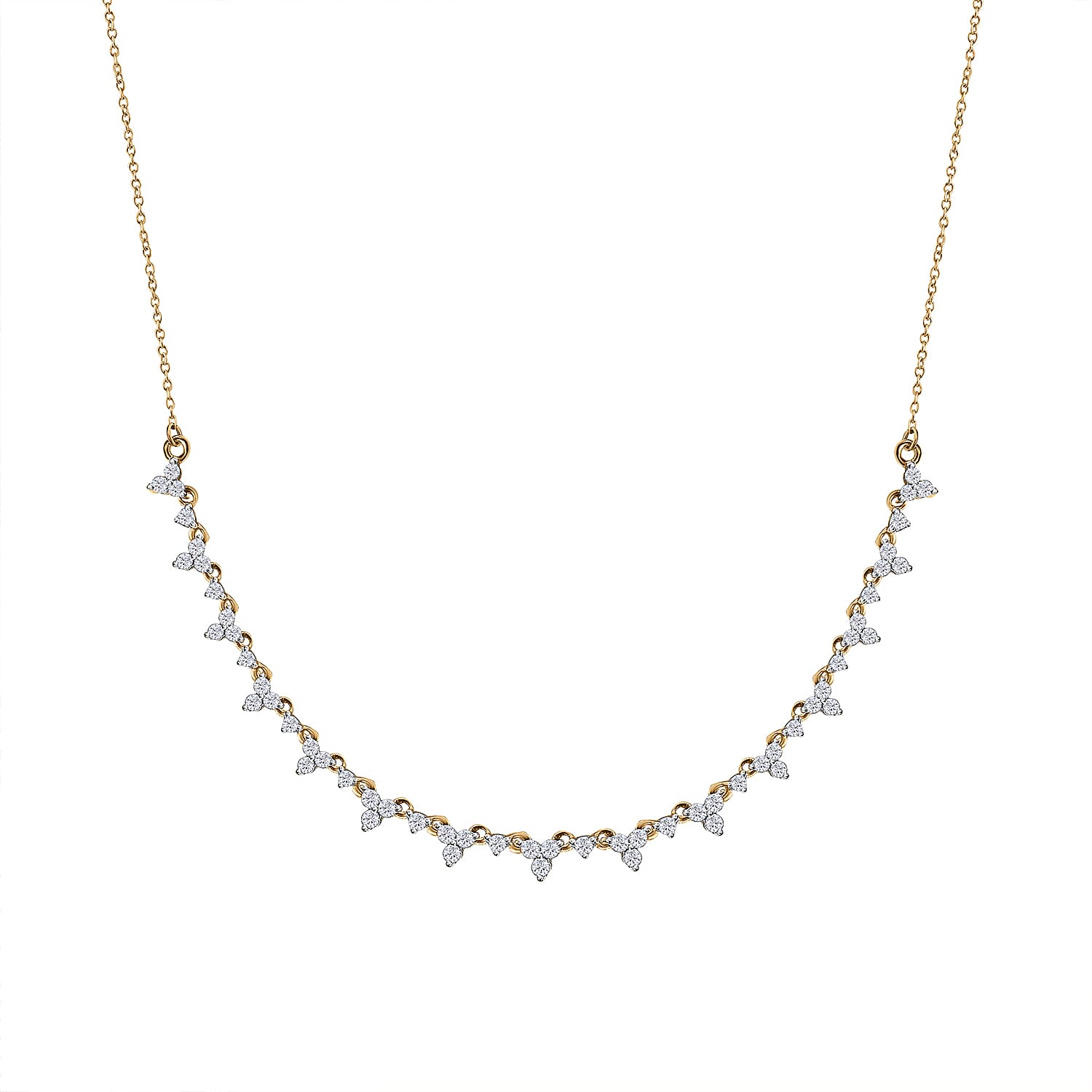 9K Yellow Gold Diamond Necklace (Size - 18) 1 Ct.