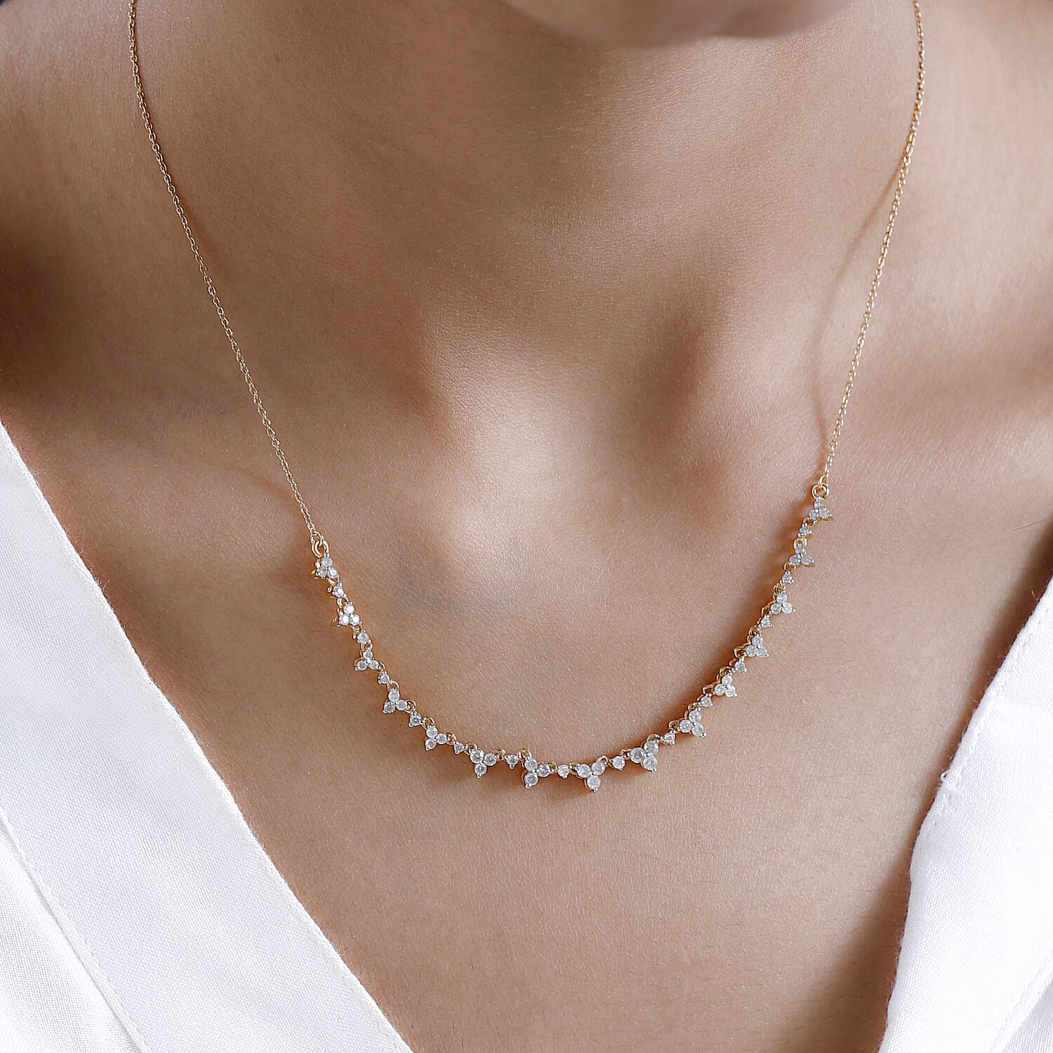 9K Yellow Gold Diamond Necklace (Size - 18) 1 Ct.