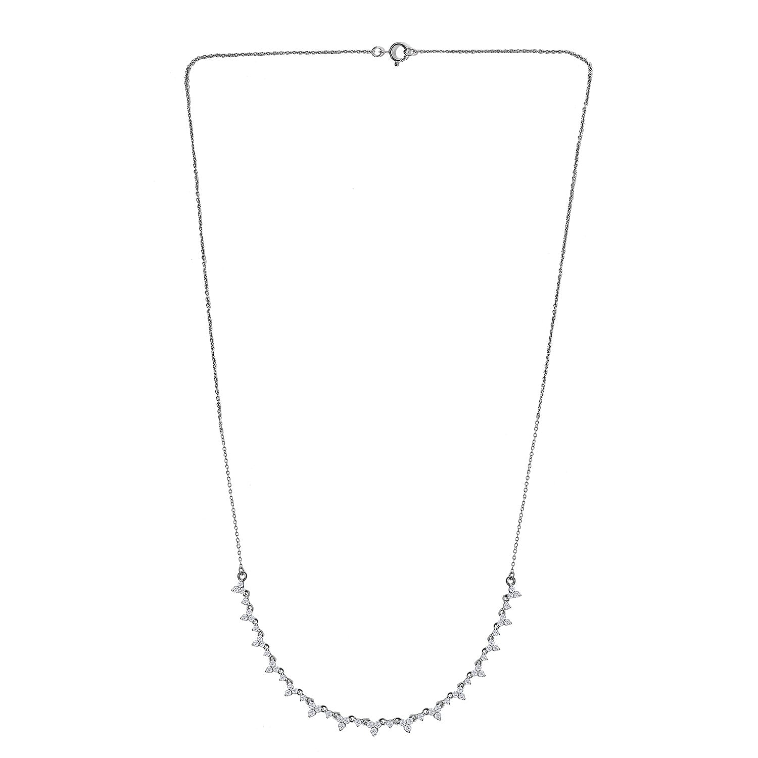 9K White Gold Diamond Necklace (Size - 18) 1 Ct