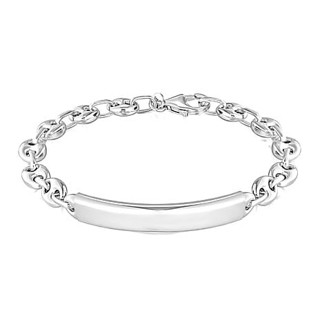 Rhodium Overlay Sterling Silver Bracelet (Size - 7.5),  Silver Wt. 9.6 Gms