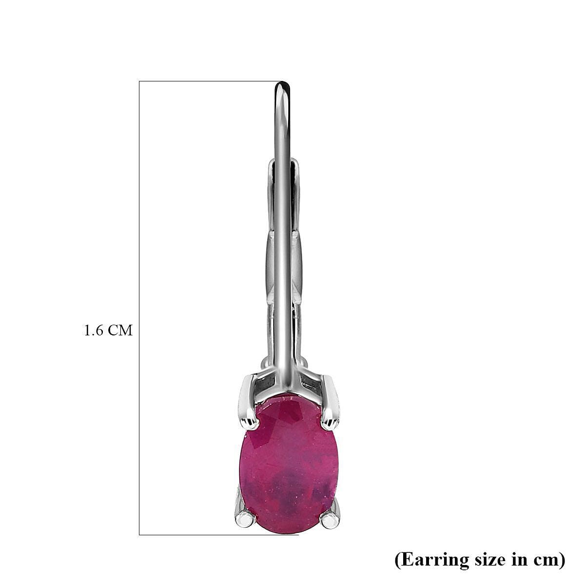 Close Out Deal - Cabo Delgado Ruby Solitaire Lever Back Earrings in Platinum Overlay Sterling Silver 1.33 Ct.