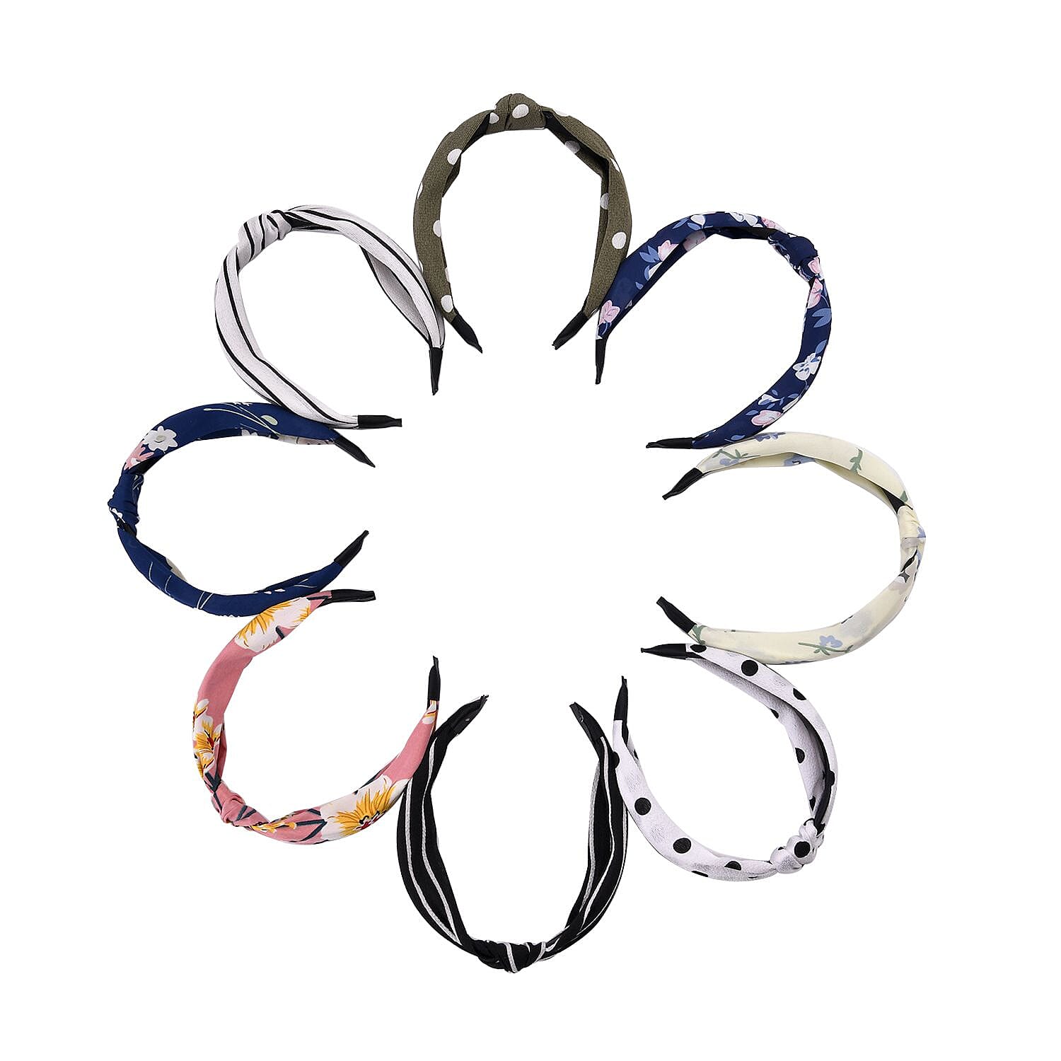 Set of 8 - Floral & Vintage Pattern Multicolour Head Bands