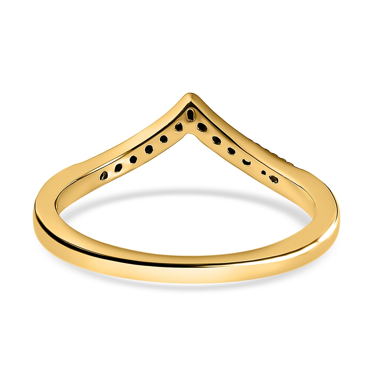 Blue Diamond Band Ring in 18K Vermeil Yellow Gold Plated Sterling Silver 0.07 Ct.