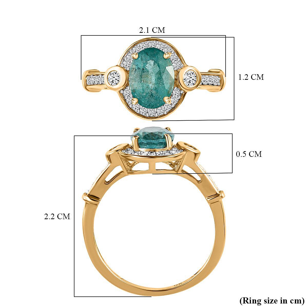 9K Yellow Gold Zambian Emerald and Diamond (G-H) Ring 1.43 Ct.