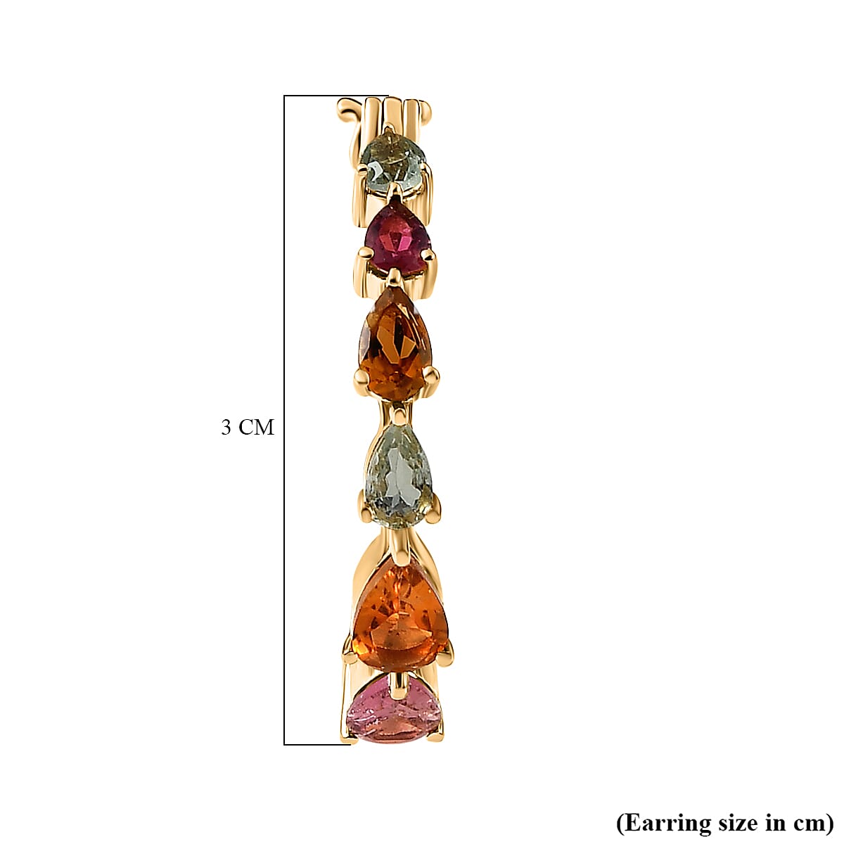 Multi-Tourmaline Full Hoop Earrings in 18K Vermeil Yellow Gold Plated Sterling Silver 4.90 Ct.