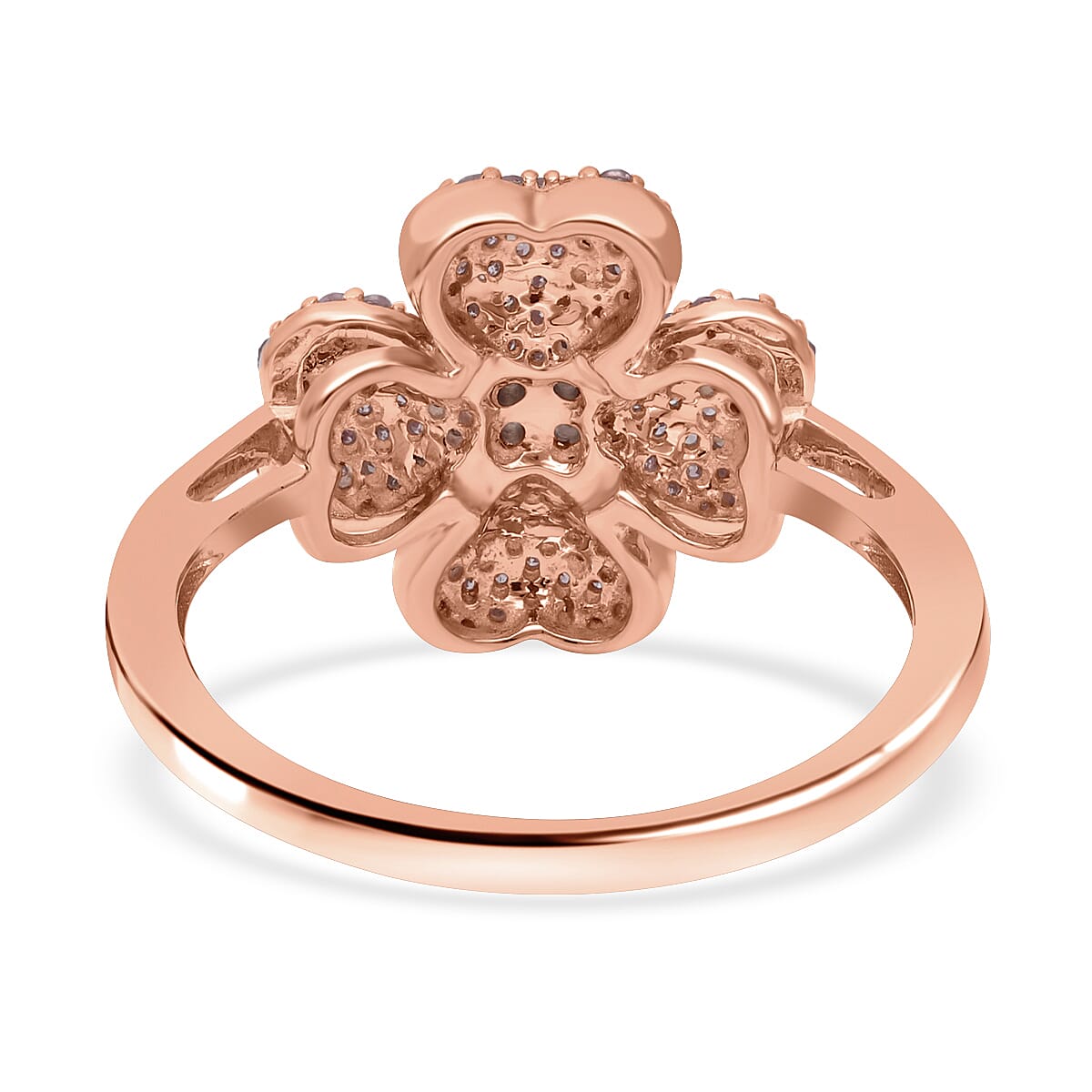 9K Rose Gold SGL Certified Natural Pink Diamond and White Diamond (I1-I2-G-H) Clover Ring 0.50 Ct.