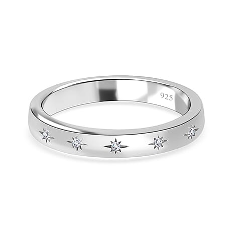 Diamond Ring in Platinum Overlay Sterling Silver 0.030 Ct.