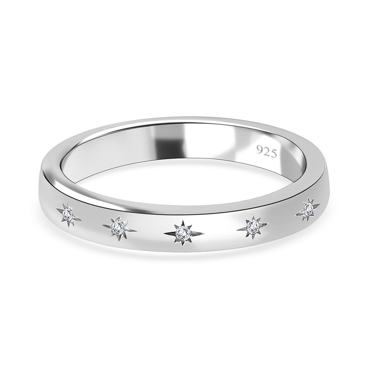 Silver diamond store ring band