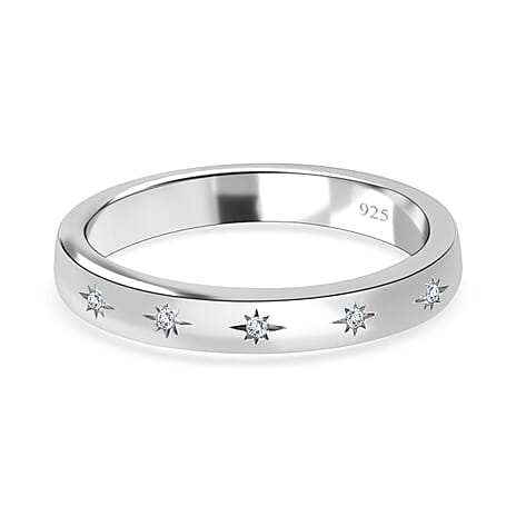 Diamond Ring in Platinum Overlay Sterling Silver 0.030 Ct.
