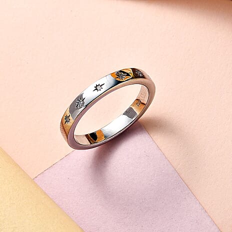 Diamond Ring in Platinum Overlay Sterling Silver 0.030 Ct.