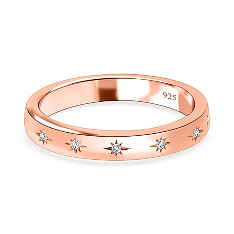Diamond Ring in 18K Vermeil Rose Gold Plated Sterling Silver 0.030 Ct.