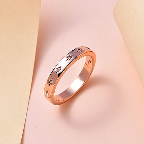 Diamond Ring in 18K Vermeil Rose Gold Plated Sterling Silver 0.030 Ct.