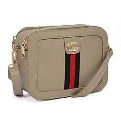 Ladies Cross Body Handbag (Size 23x16x9 cm) with Shoulder Strap (150cm) - Mushroom