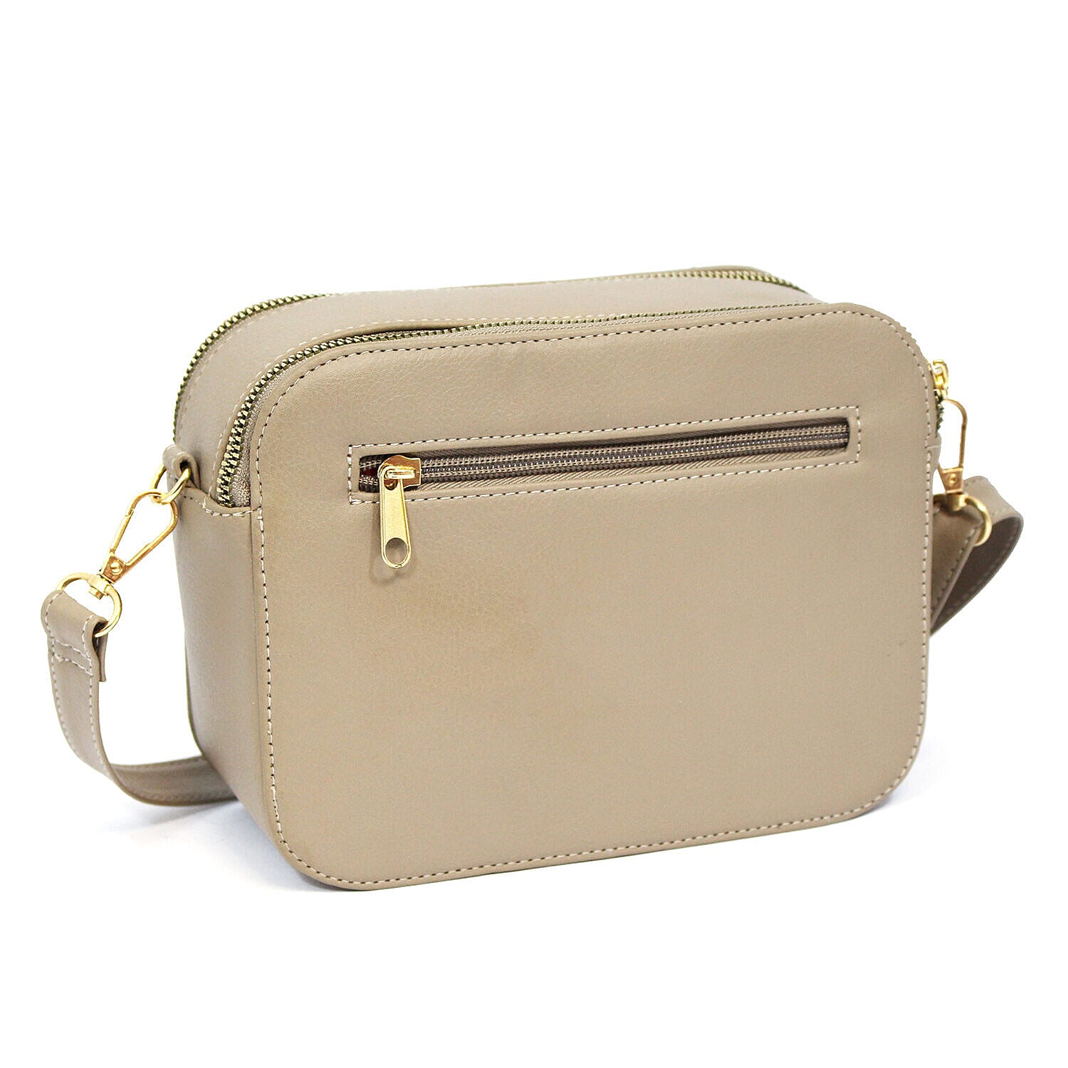 Ladies Cross Body Handbag (Size 23x16x9 cm) with Shoulder Strap (150cm) - Mushroom