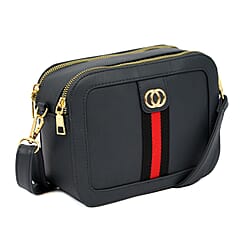 Ladies Cross Body Handbag (Size 23x16x9 cm) with Shoulder Strap (150cm) - Mushroom