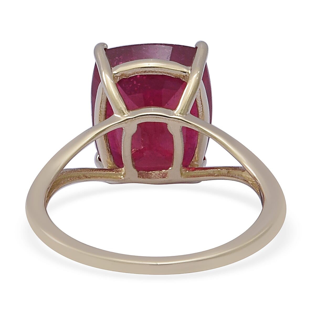 9K Yellow Gold  AAA  African Ruby (FF) Solitaire Ring 8.50 Ct.