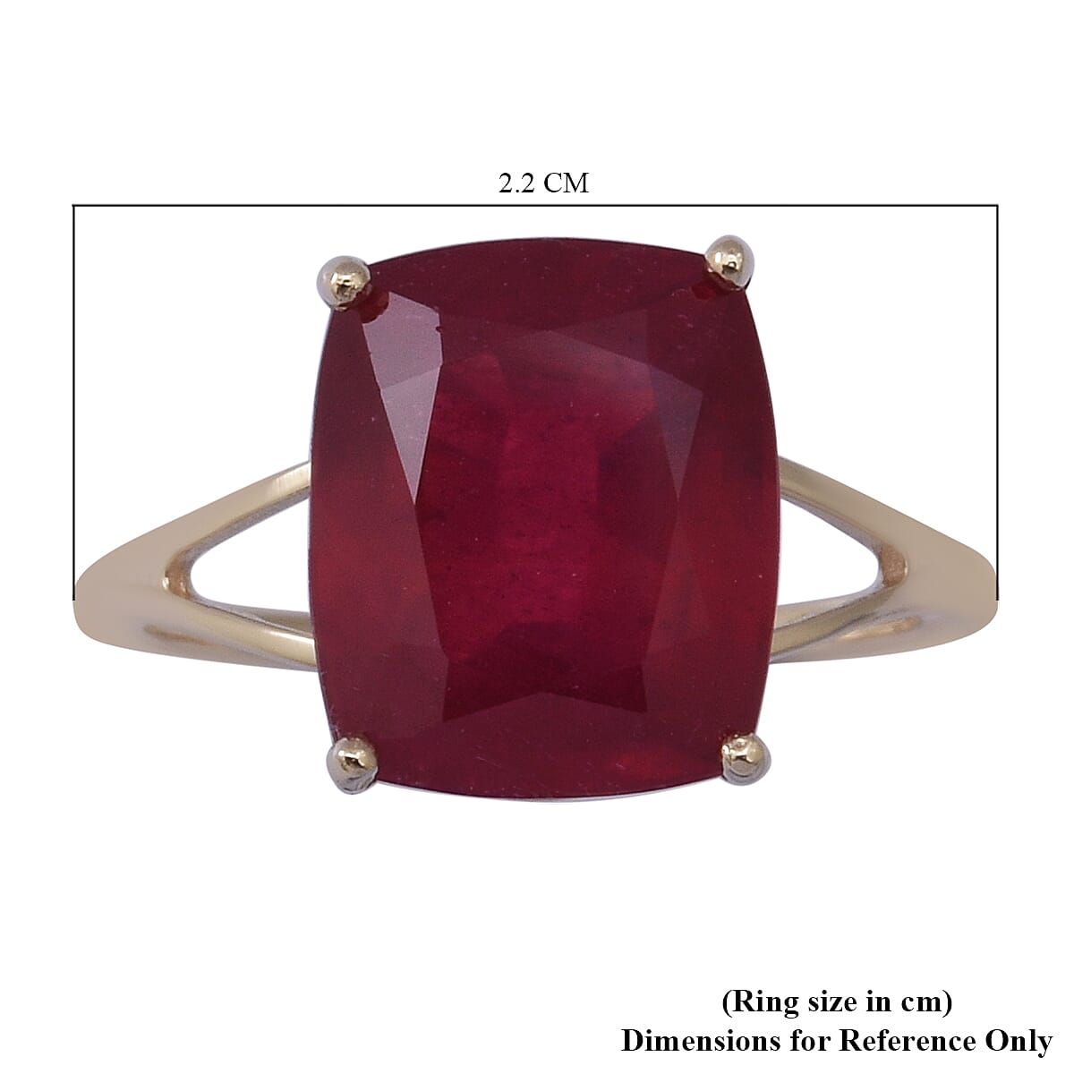 9K Yellow Gold  AAA  African Ruby (FF) Solitaire Ring 8.50 Ct.