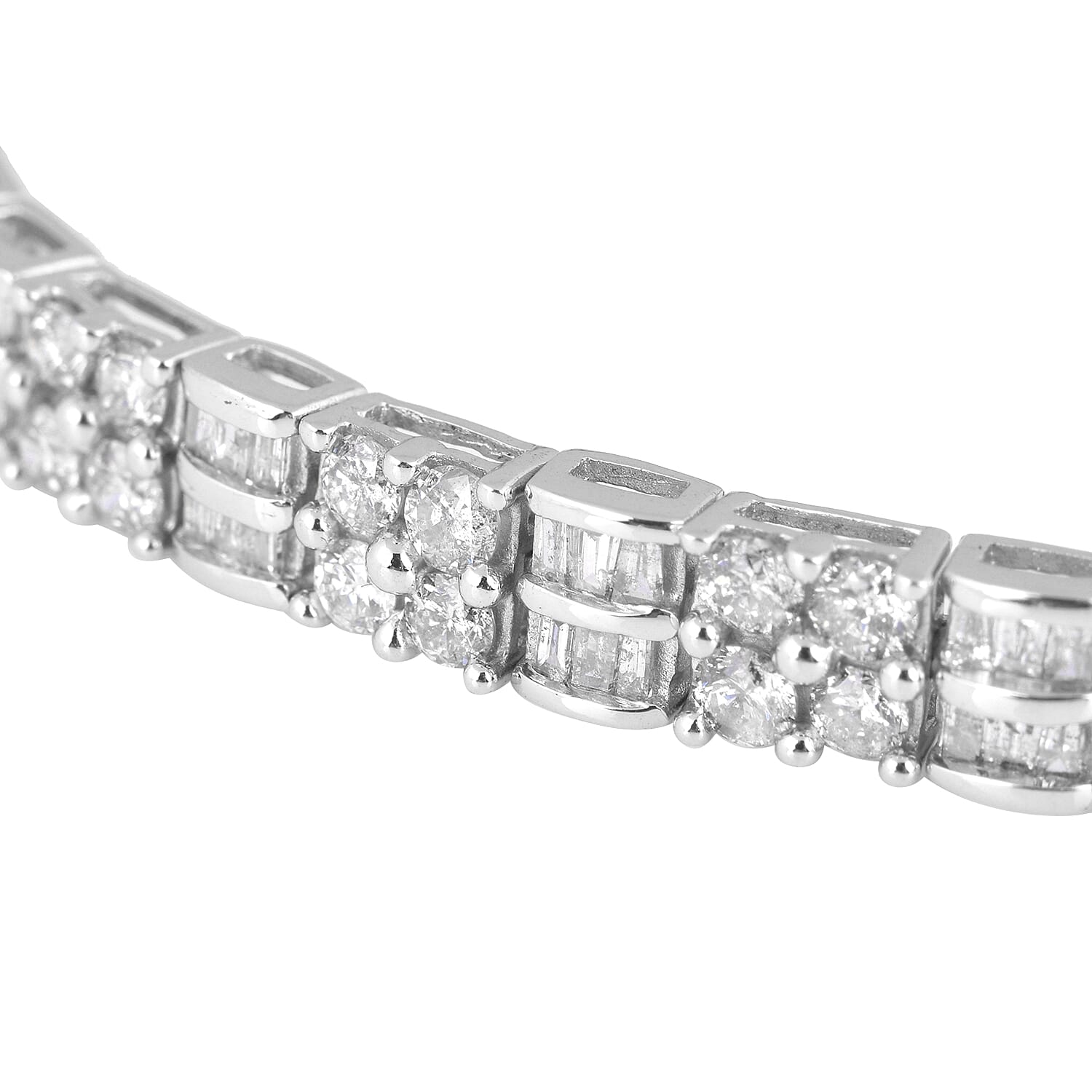 10K White Gold SGL Certified Diamond (SI-I1/H-I) Bracelet (Size - 7.5) 5.04 Ct, Gold Wt. 10.20 Gms